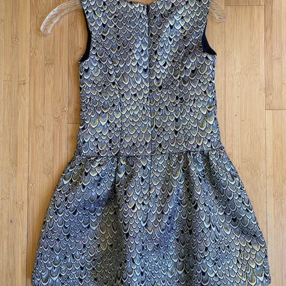 Pippa & Julie Drop Waist Fit and Flare Silver Gold Jacquard Party Short Dress 10 - Picture 3 of 15